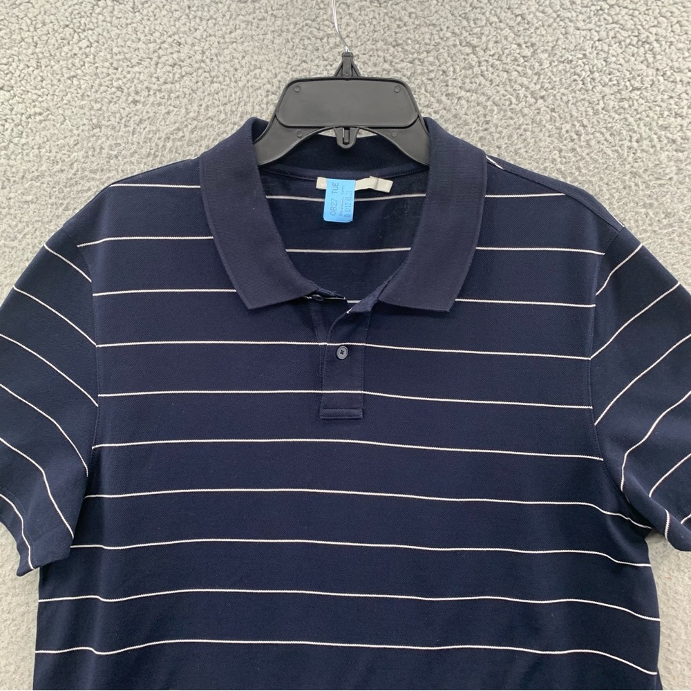 Vince Men’s L Classic Polo Shirt Black White Short Sleeve Stripe Cotton Collared - Picture 6 of 12